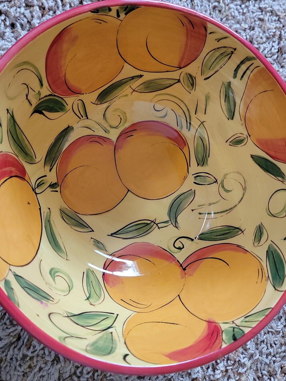 Victoria Thompson Hess 10" Firedance 2010 Glossy Ceramic Fruit Pattern Bowl!